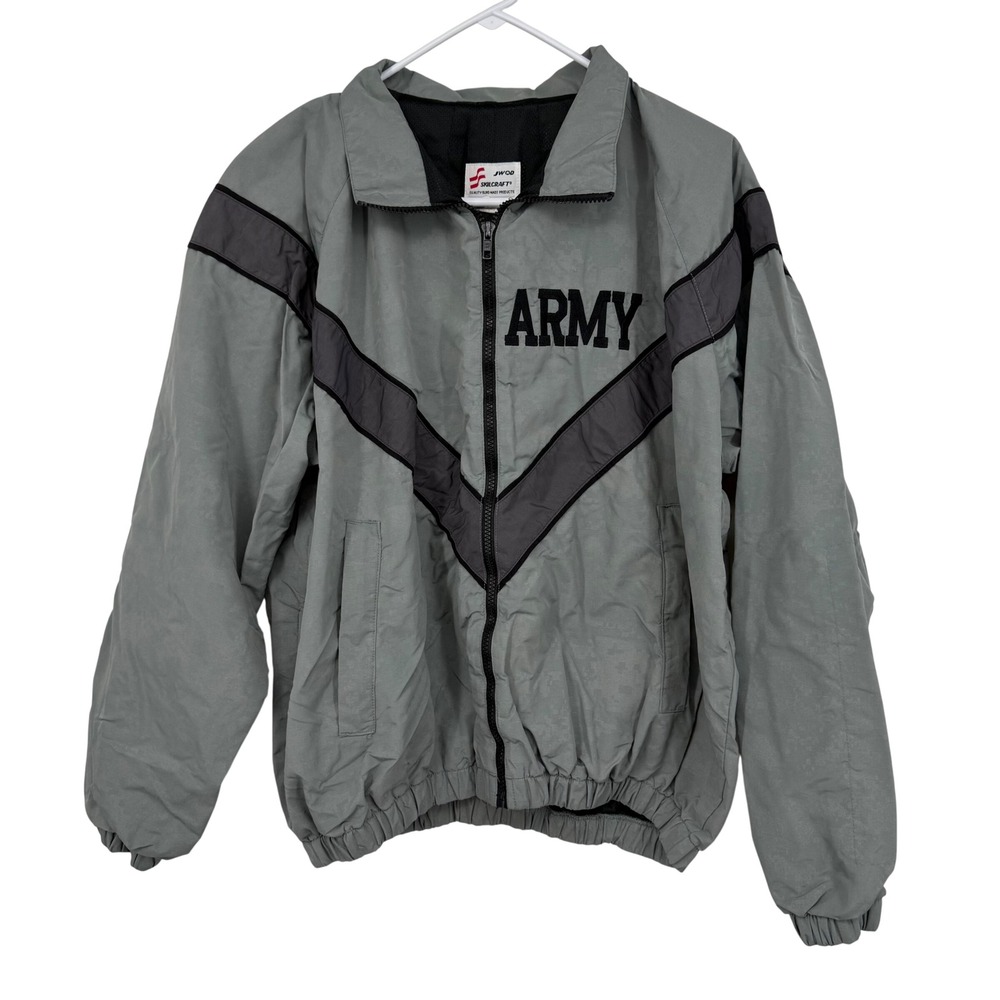 US Army Military‎ Jacket Windbreaker Mens Small Gray Skillcraft Camo